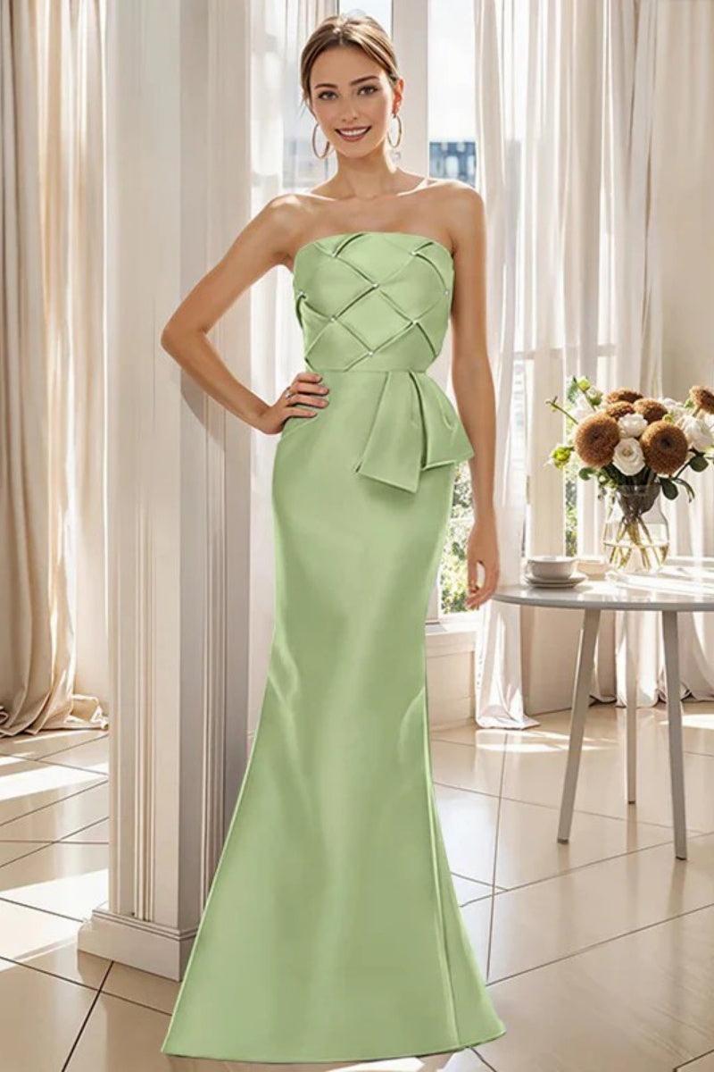 Mermaid Strapless Sleeveless Floor Length Mother Dresses CM0371 - COCOMELODY