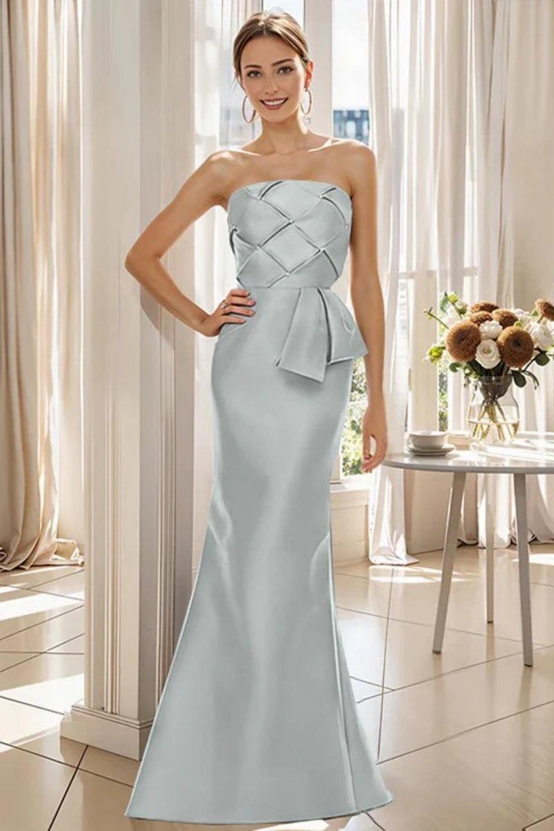 Mermaid Strapless Sleeveless Floor Length Mother Dresses CM0371 - COCOMELODY