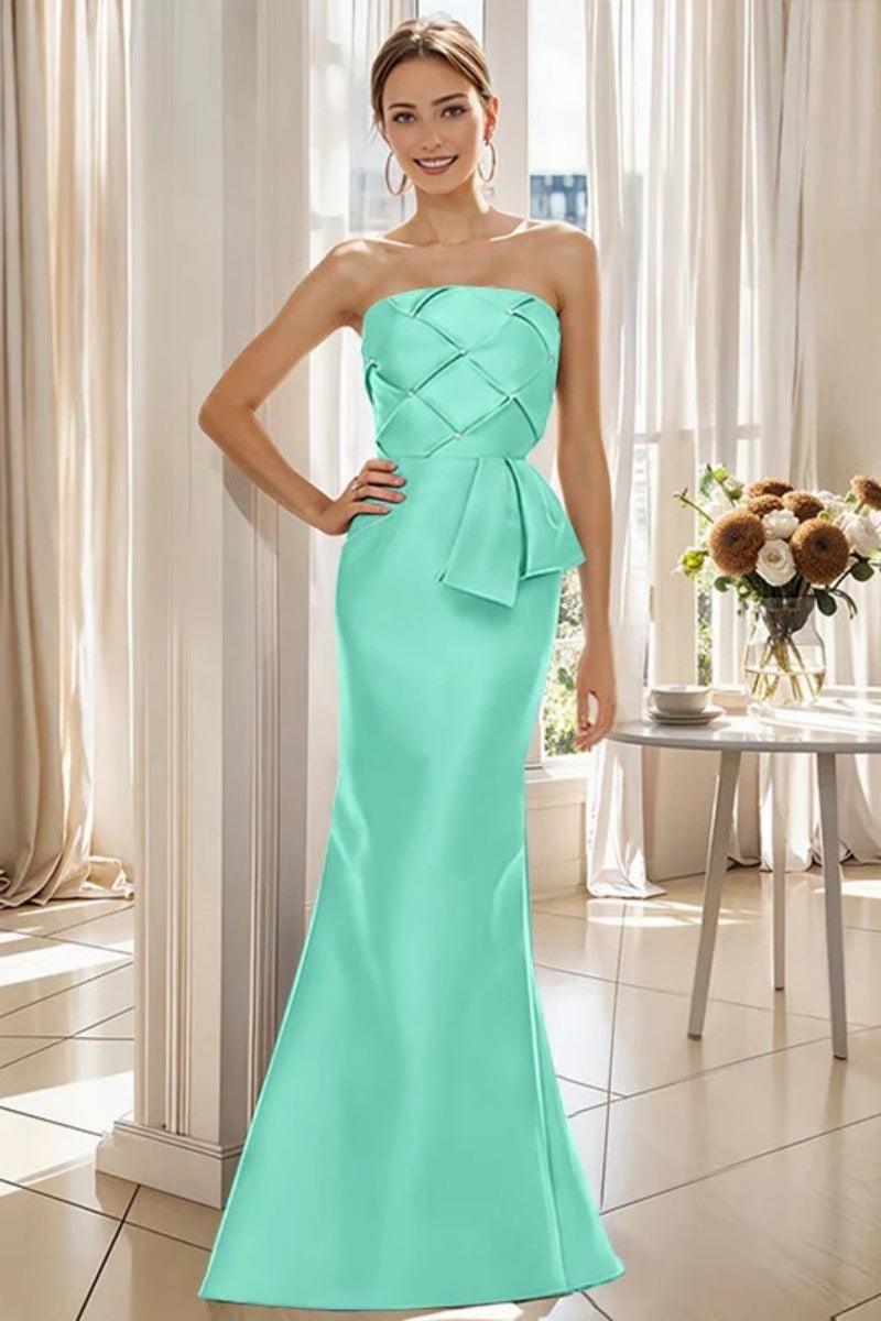 Mermaid Strapless Sleeveless Floor Length Mother Dresses CM0371 - COCOMELODY