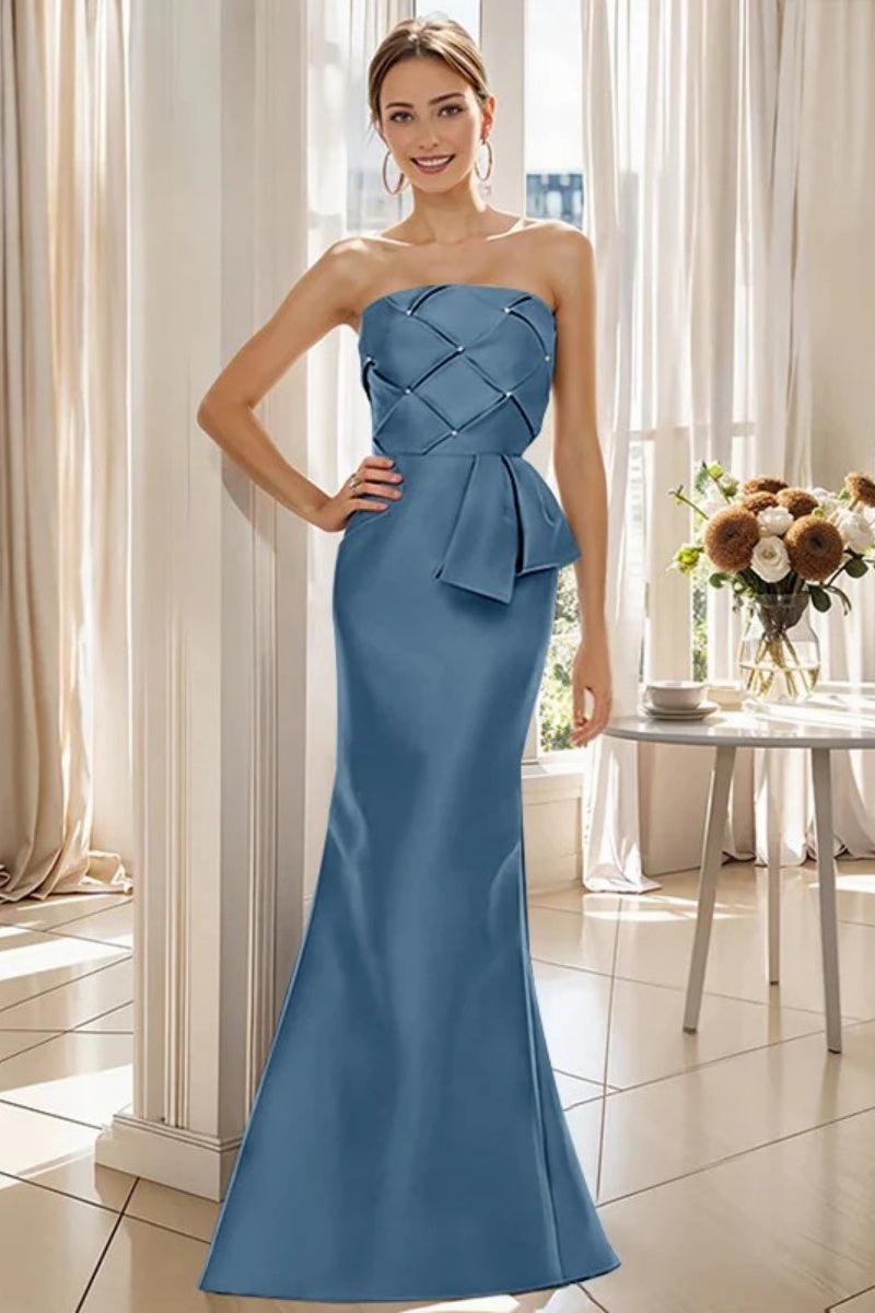 Mermaid Strapless Sleeveless Floor Length Mother Dresses CM0371 - COCOMELODY