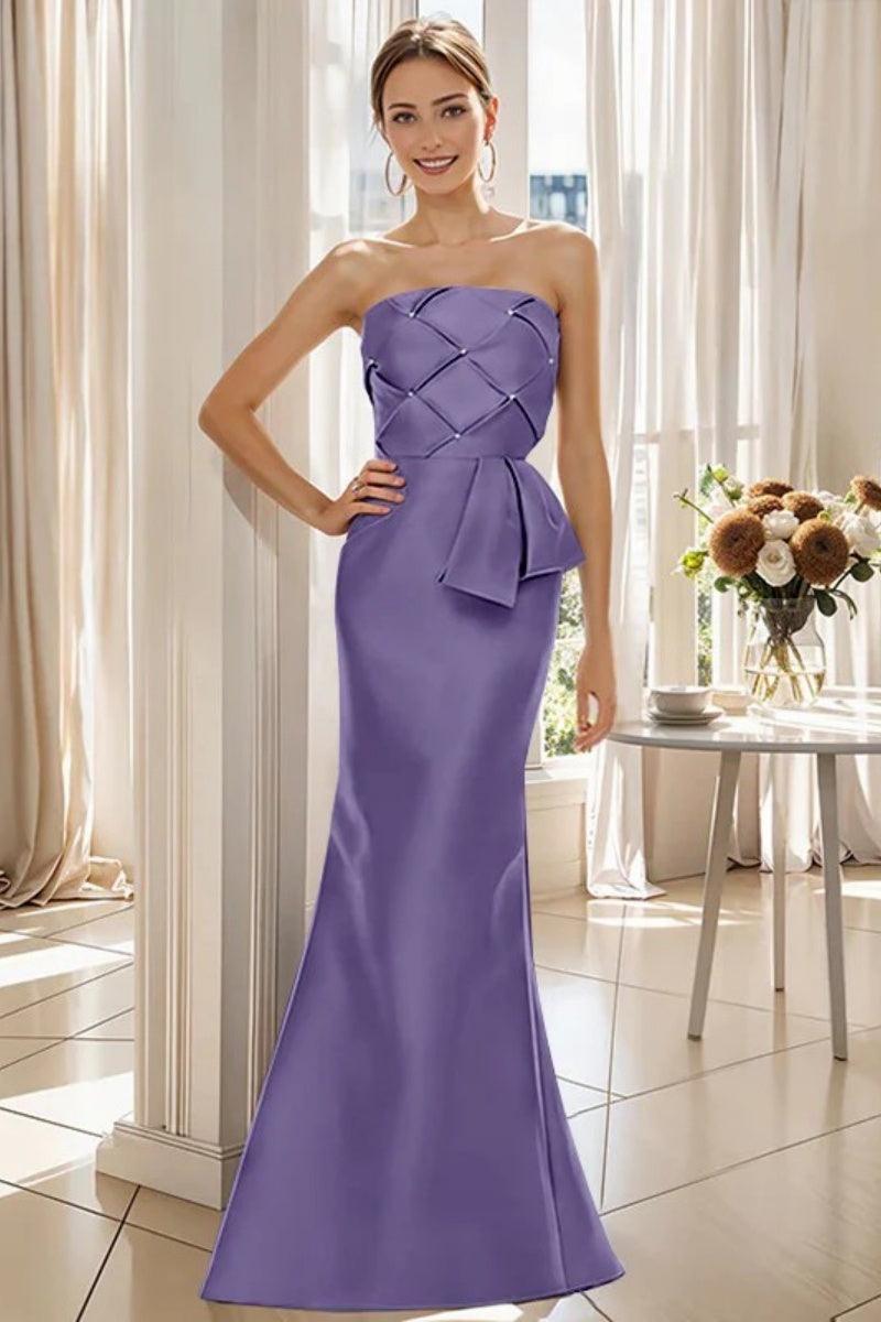 Mermaid Strapless Sleeveless Floor Length Mother Dresses CM0371 - COCOMELODY