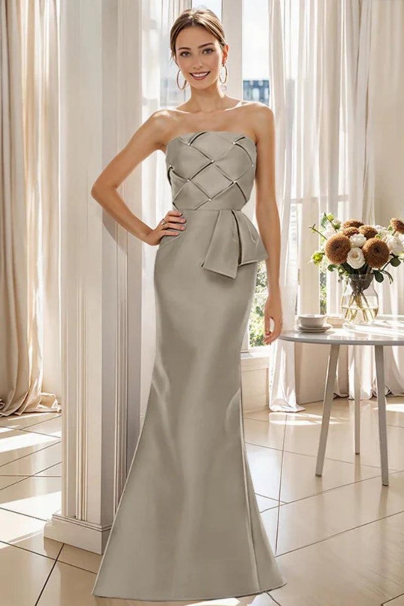 Mermaid Strapless Sleeveless Floor Length Mother Dresses CM0371 - COCOMELODY
