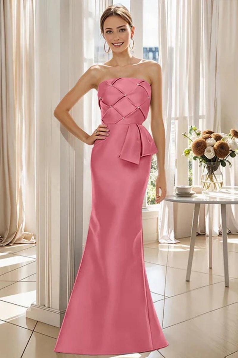 Mermaid Strapless Sleeveless Floor Length Mother Dresses CM0371 - COCOMELODY