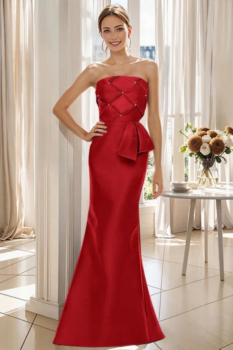 Mermaid Strapless Sleeveless Floor Length Mother Dresses CM0371 - COCOMELODY
