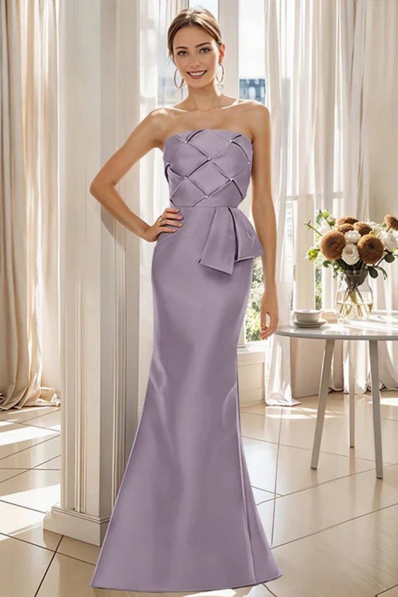 Mermaid Strapless Sleeveless Floor Length Mother Dresses CM0371 - COCOMELODY