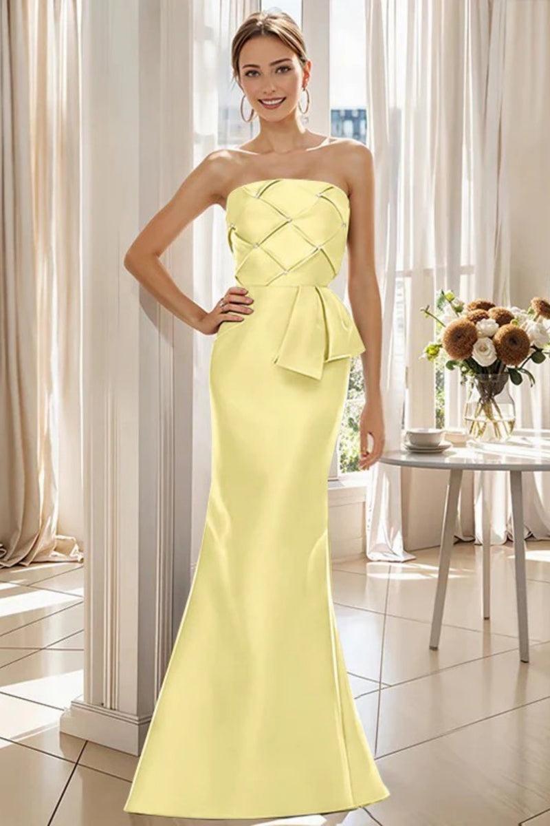 Mermaid Strapless Sleeveless Floor Length Mother Dresses CM0371 - COCOMELODY