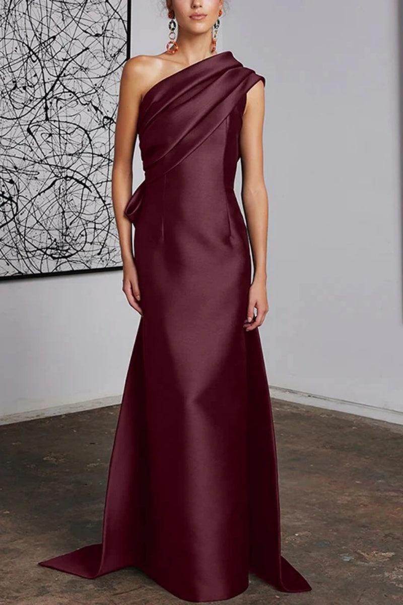 Sheath Floor Length Satin Navy Mother Dress One Shoulder Elegant Formal Gown COCOMELODY CM0372, M-Royal Blue Sheath Floor Length Satin Navy Mother Dress One Shoulder Elegant Formal Gown COCOMELODY CM0372, M-Royal Blue