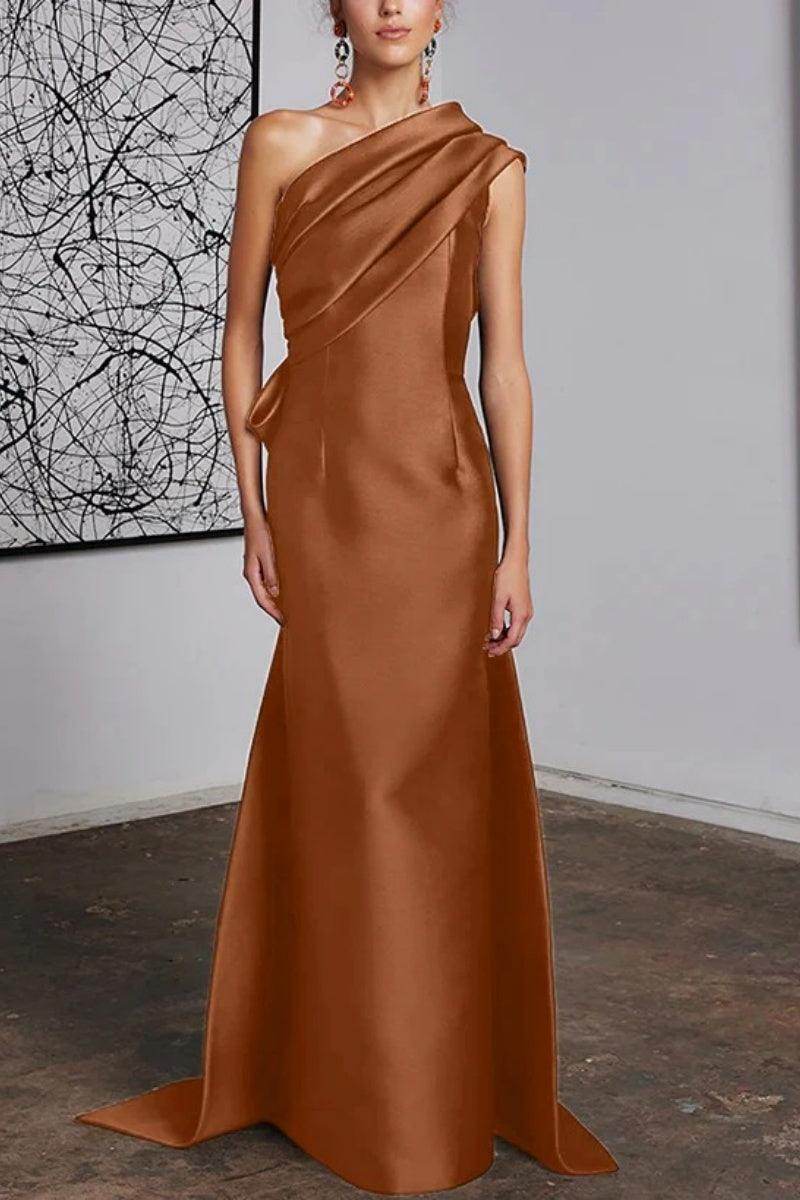 Sheath Floor Length Satin Navy Mother Dress One Shoulder Bowknot Elegant Formal Gown COCOMELODY CM0372 Sheath Floor Length Satin Navy Mother Dress One Shoulder Bowknot Elegant Formal Gown COCOMELODY CM0372