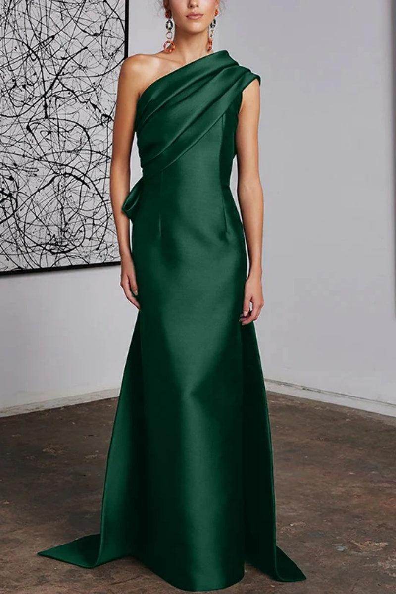 Sheath Floor Length Satin Navy Mother Dress One Shoulder Elegant Formal Gown COCOMELODY CM0372, M-Dark Green Sheath Floor Length Satin Navy Mother Dress One Shoulder Elegant Formal Gown COCOMELODY CM0372, M-Dark Green