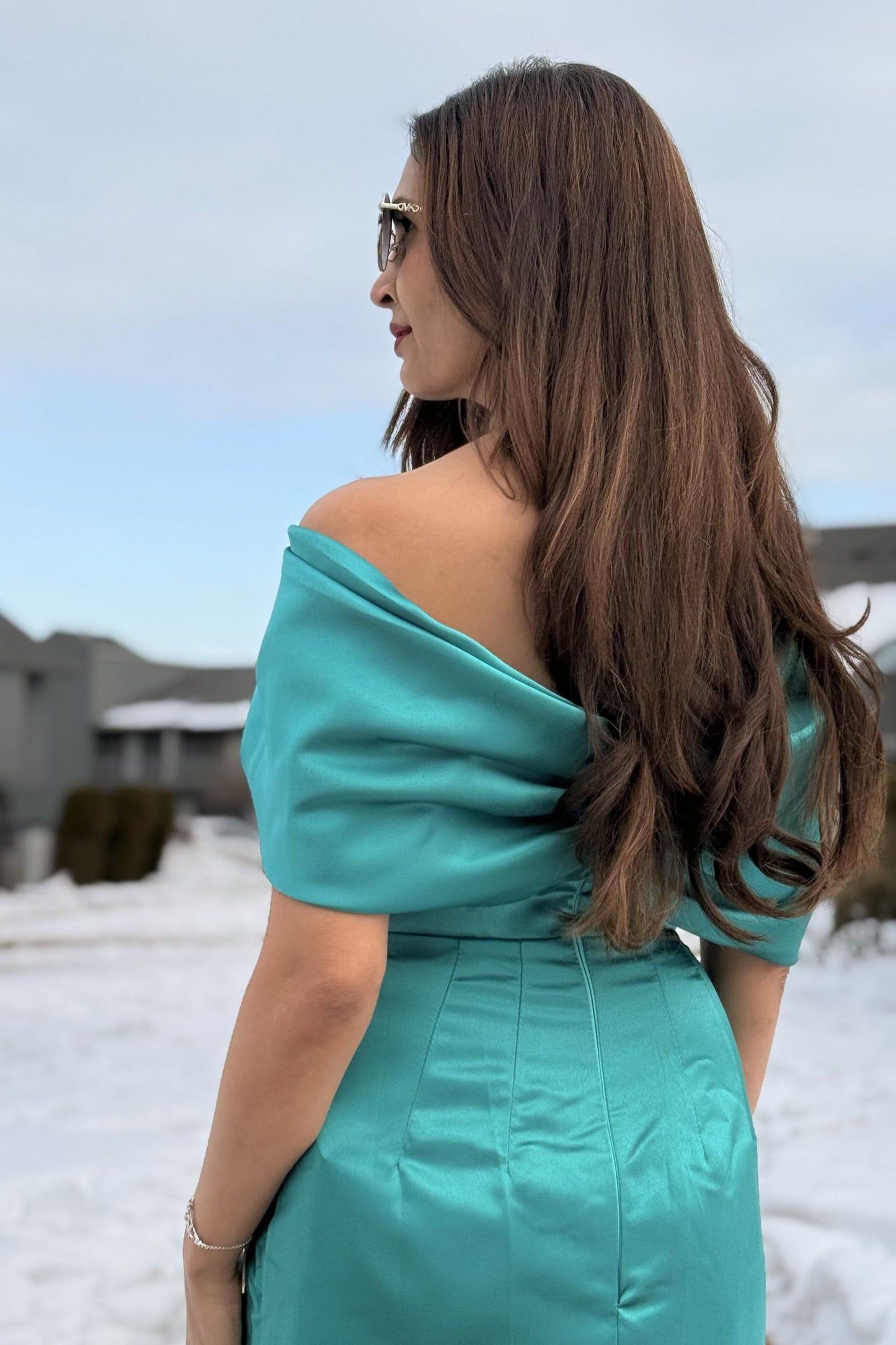Sheath Column Half Sleeves Floor Length Mother Dresses CM0376