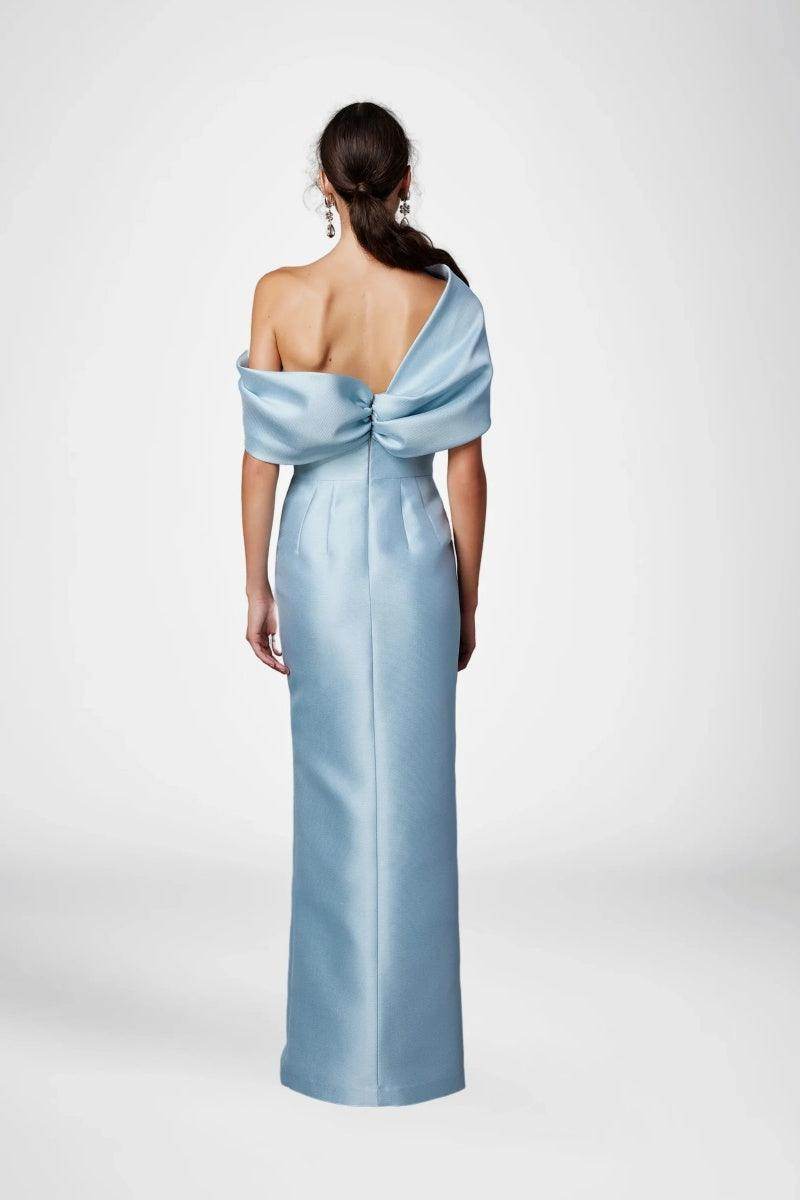 A-Line Floor Length Satin Mother Bride Dresses with Slit One Shoulder Formal Gown COCOMELODY CM0376, M-MistBlue A-Line Floor Length Satin Mother Bride Dresses with Slit One Shoulder Formal Gown COCOMELODY CM0376, M-MistBlue