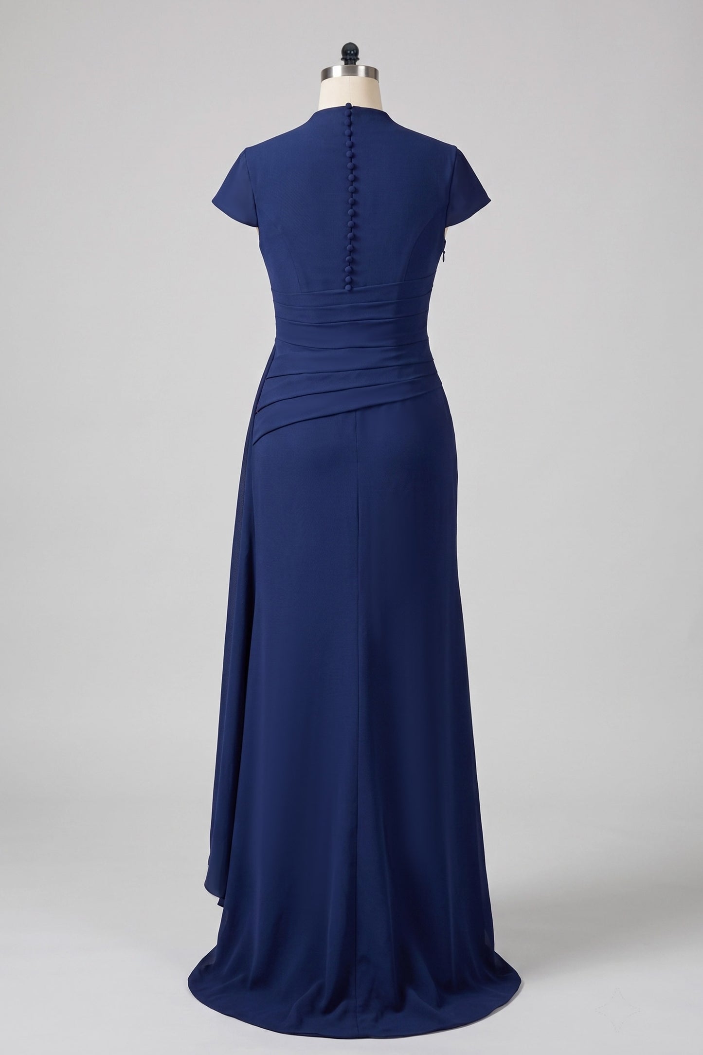 Sheath Column V Neck Short Sleeves Floor Length Mother Dresses CM0377