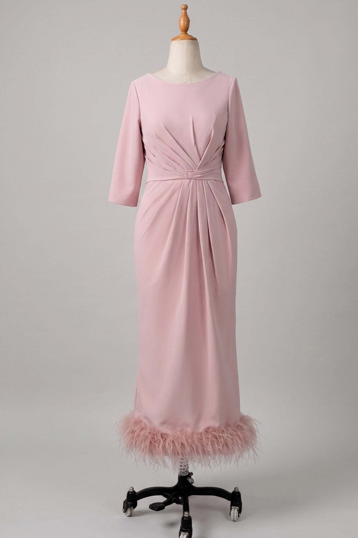 Sheath Column Scoop Neck Ankle Length Feather Mother Dresses CM0378