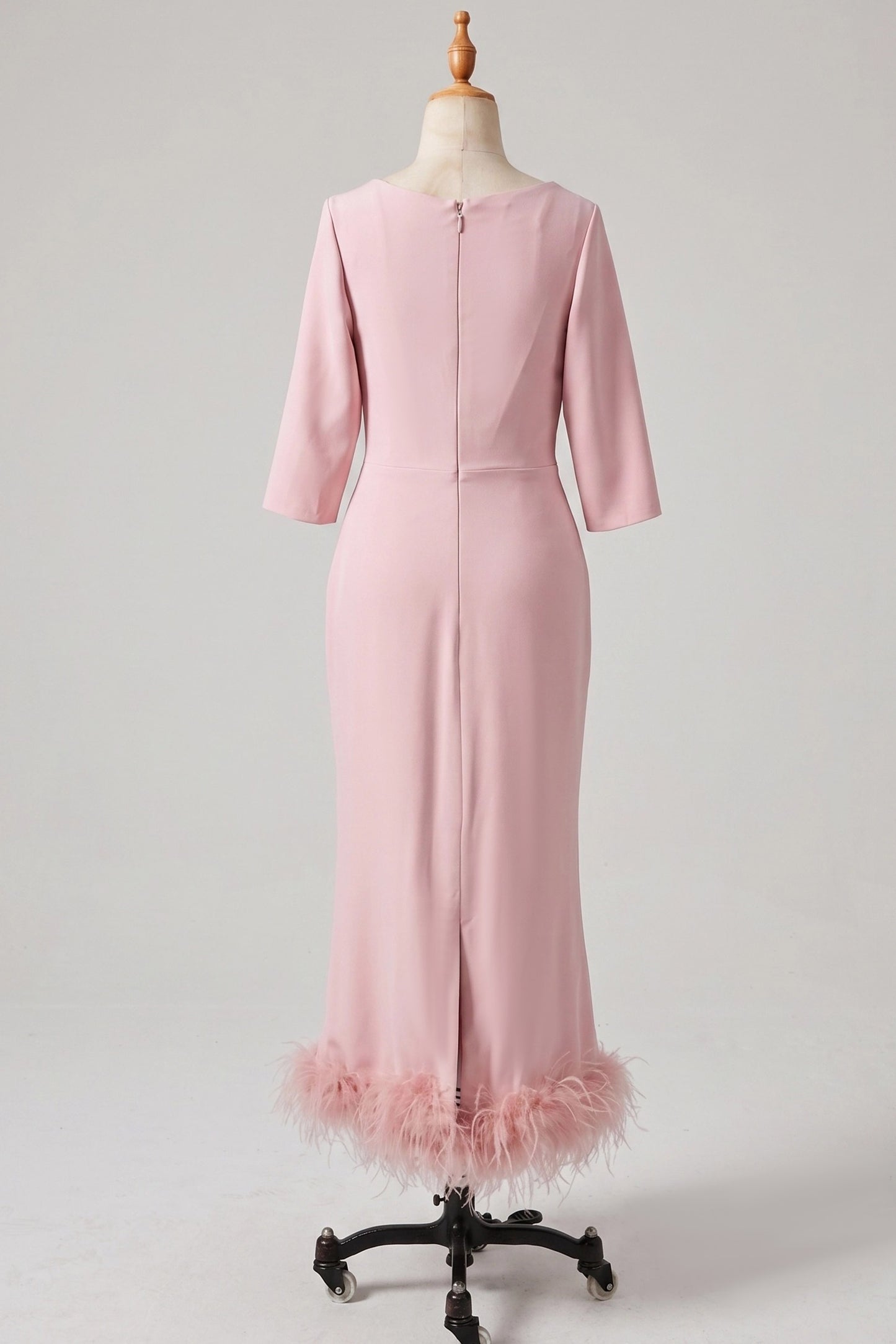 Sheath Column Scoop Neck Ankle Length Feather Mother Dresses CM0378