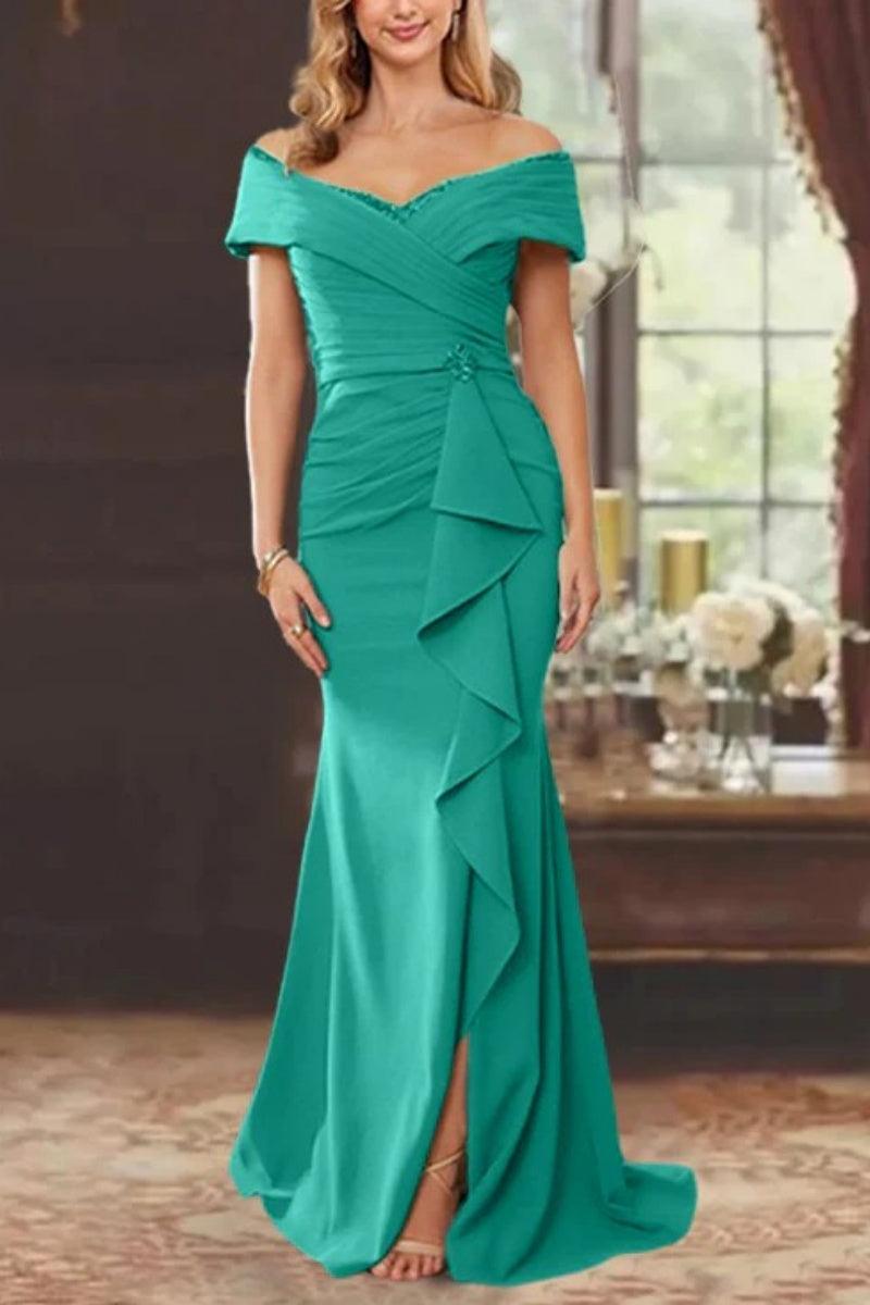 Sheath Off the Shoulder Sleeveless Floor Length Mother Dresses CM0379 - COCOMELODY