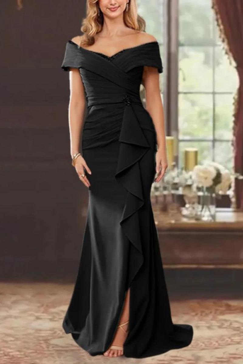 Sheath Off the Shoulder Sleeveless Floor Length Mother Dresses CM0379 - COCOMELODY