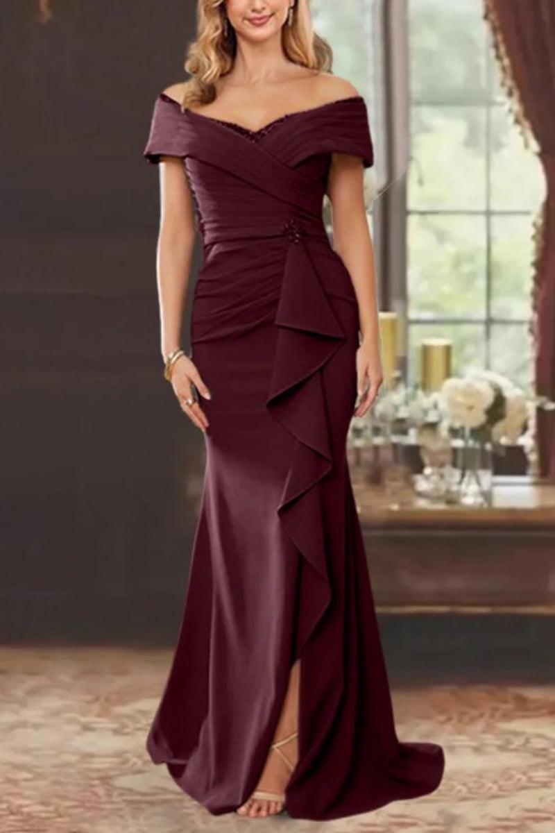 Sheath Off the Shoulder Sleeveless Floor Length Mother Dresses CM0379 - COCOMELODY