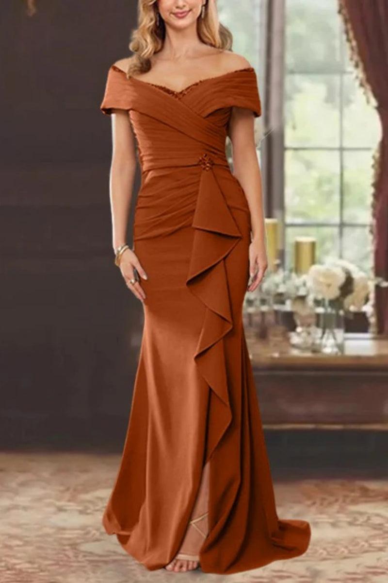Sheath Off the Shoulder Sleeveless Floor Length Mother Dresses CM0379 - COCOMELODY
