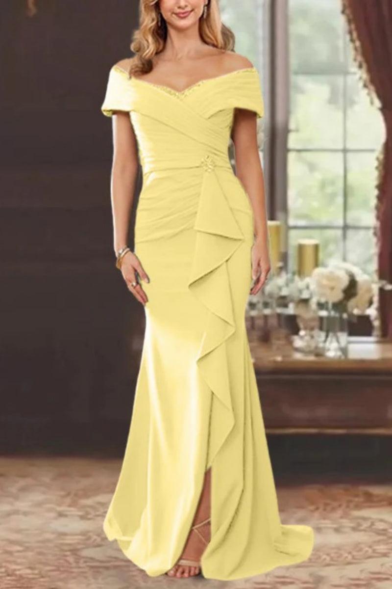 Sheath Off the Shoulder Sleeveless Floor Length Mother Dresses CM0379 - COCOMELODY