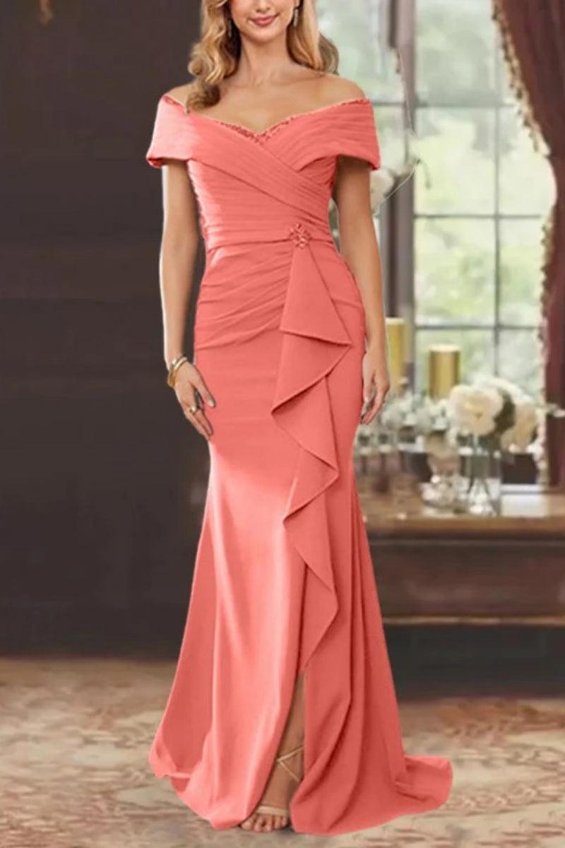 Sheath Off the Shoulder Sleeveless Floor Length Mother Dresses CM0379 - COCOMELODY