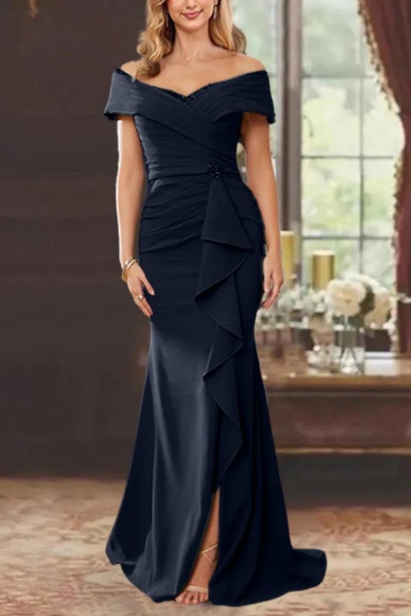 Sheath Off the Shoulder Sleeveless Floor Length Mother Dresses CM0379 - COCOMELODY