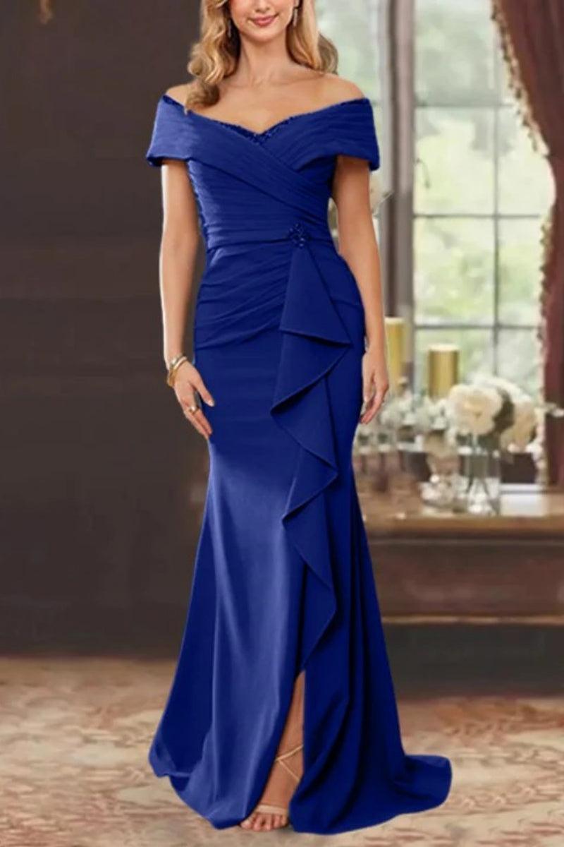 Sheath Off the Shoulder Sleeveless Floor Length Mother Dresses CM0379 - COCOMELODY