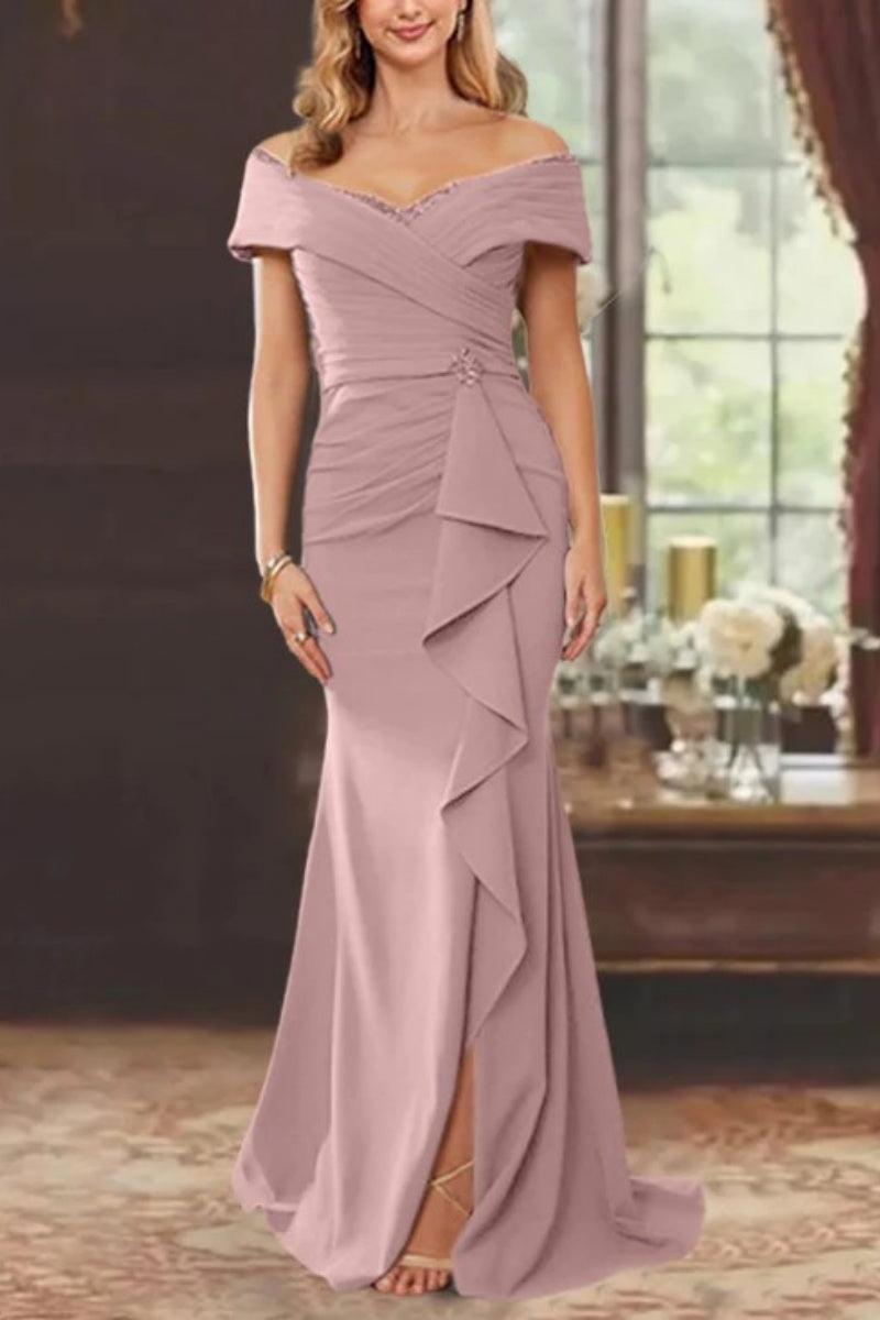 Sheath Off the Shoulder Sleeveless Floor Length Mother Dresses CM0379 - COCOMELODY