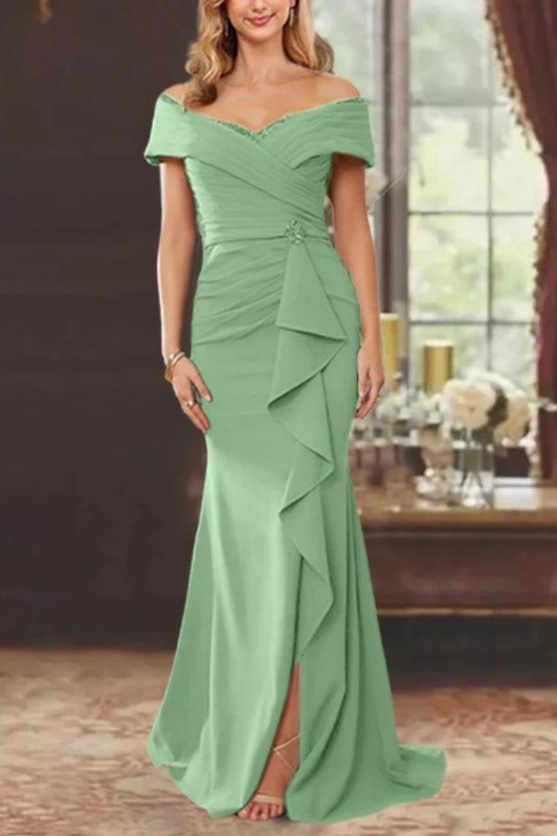 Sheath Off the Shoulder Sleeveless Floor Length Mother Dresses CM0379 - COCOMELODY