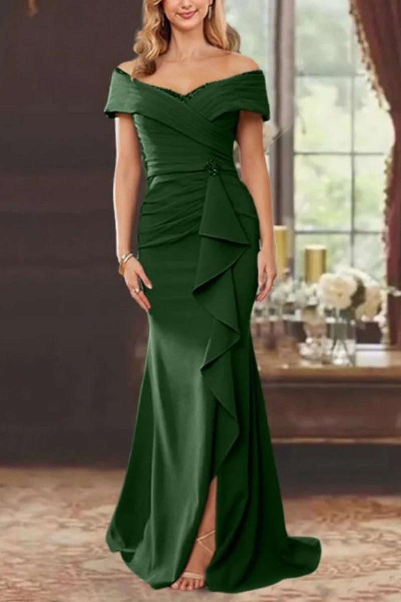 Sheath Off the Shoulder Sleeveless Floor Length Mother Dresses CM0379 - COCOMELODY