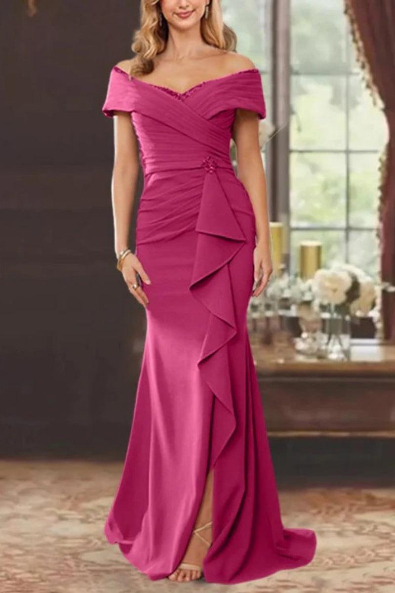 Sheath Off the Shoulder Sleeveless Floor Length Mother Dresses CM0379 - COCOMELODY