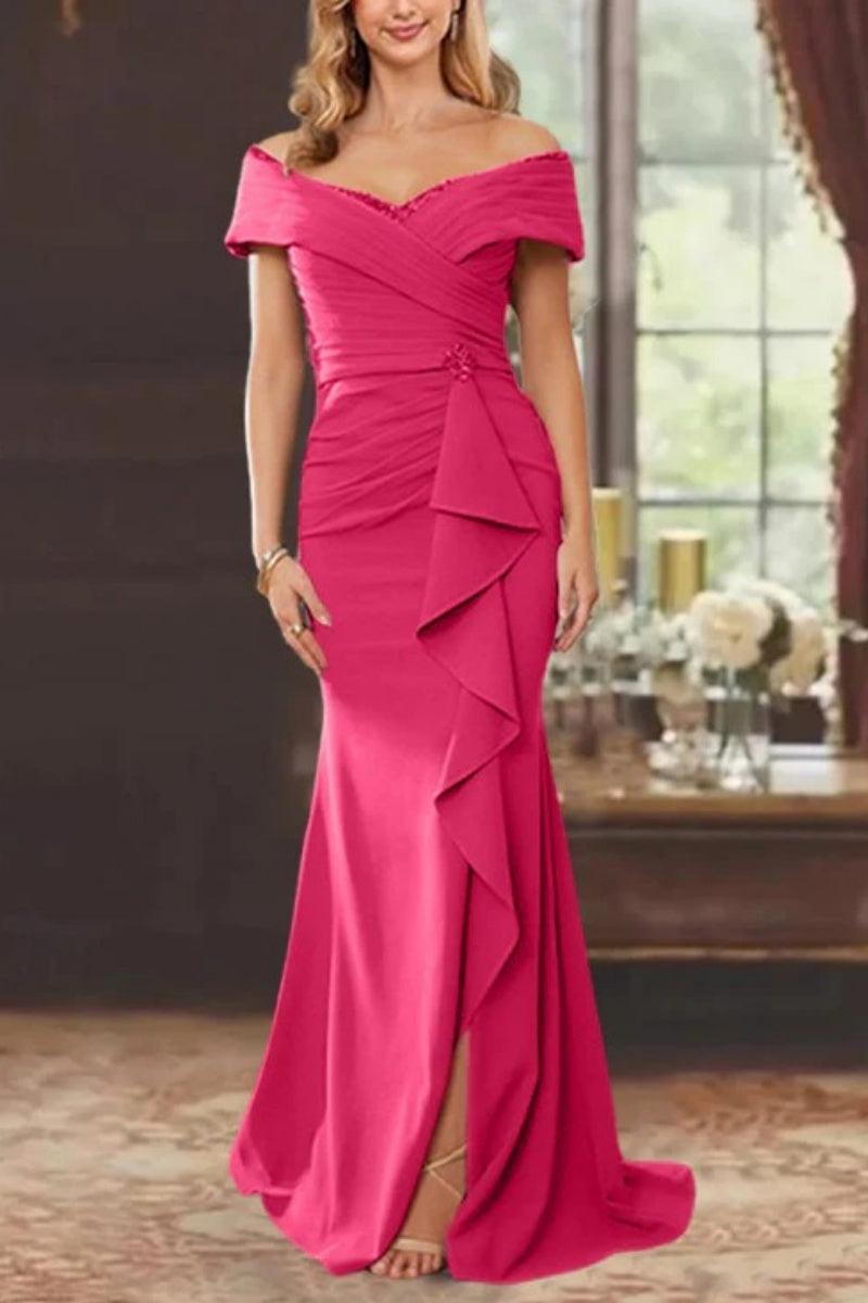 Sheath Off the Shoulder Sleeveless Floor Length Mother Dresses CM0379 - COCOMELODY
