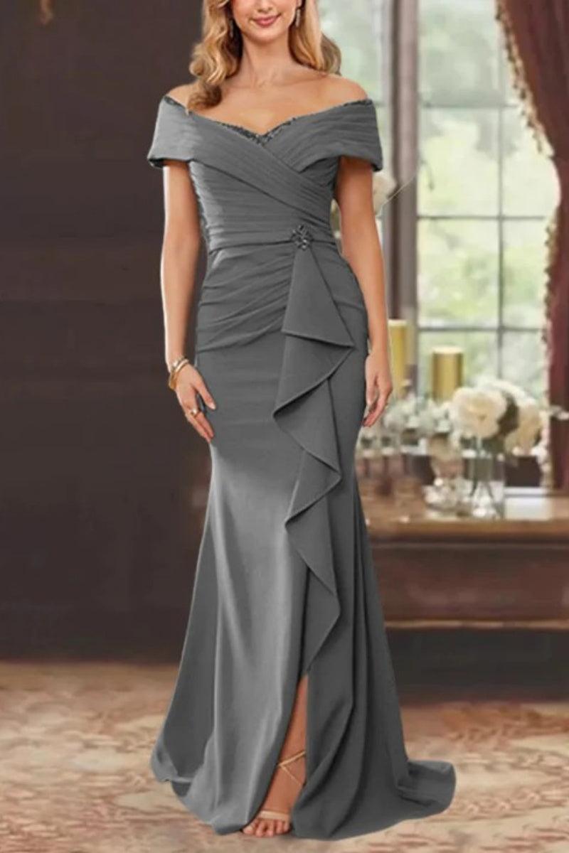 Sheath Off the Shoulder Sleeveless Floor Length Mother Dresses CM0379 - COCOMELODY