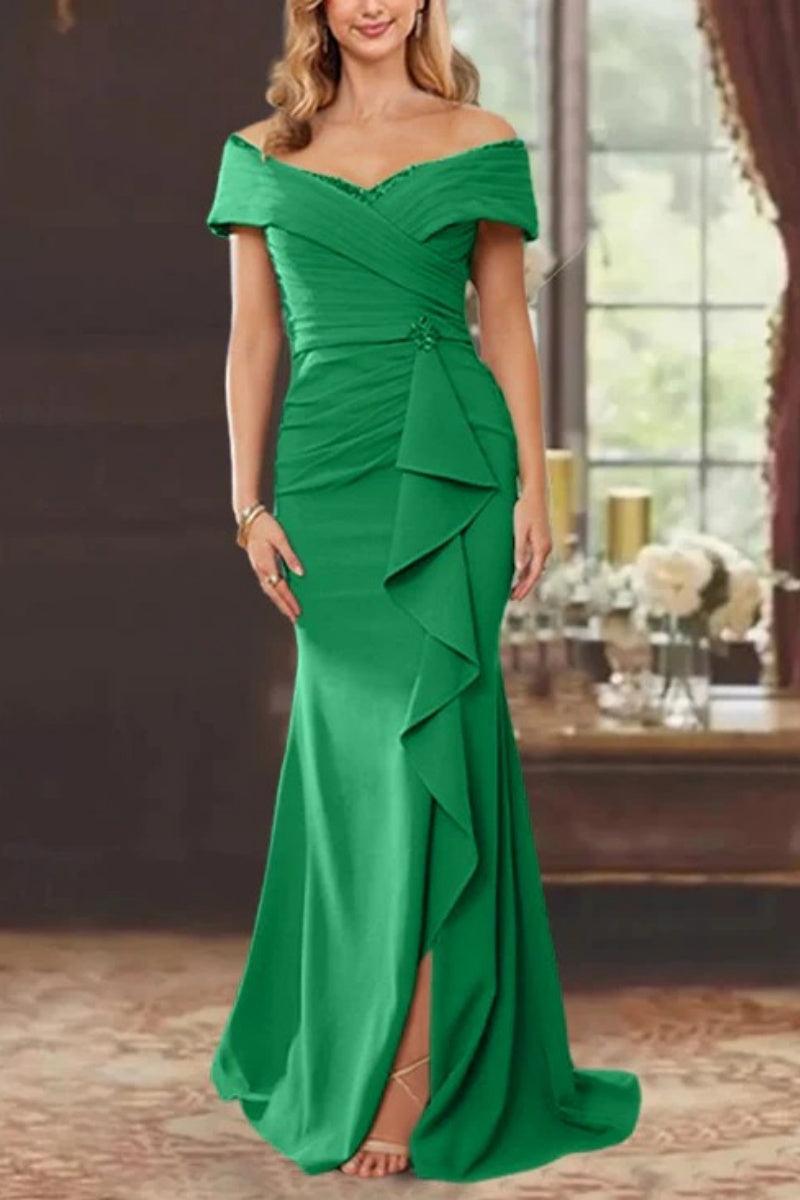Sheath Off the Shoulder Sleeveless Floor Length Mother Dresses CM0379 - COCOMELODY