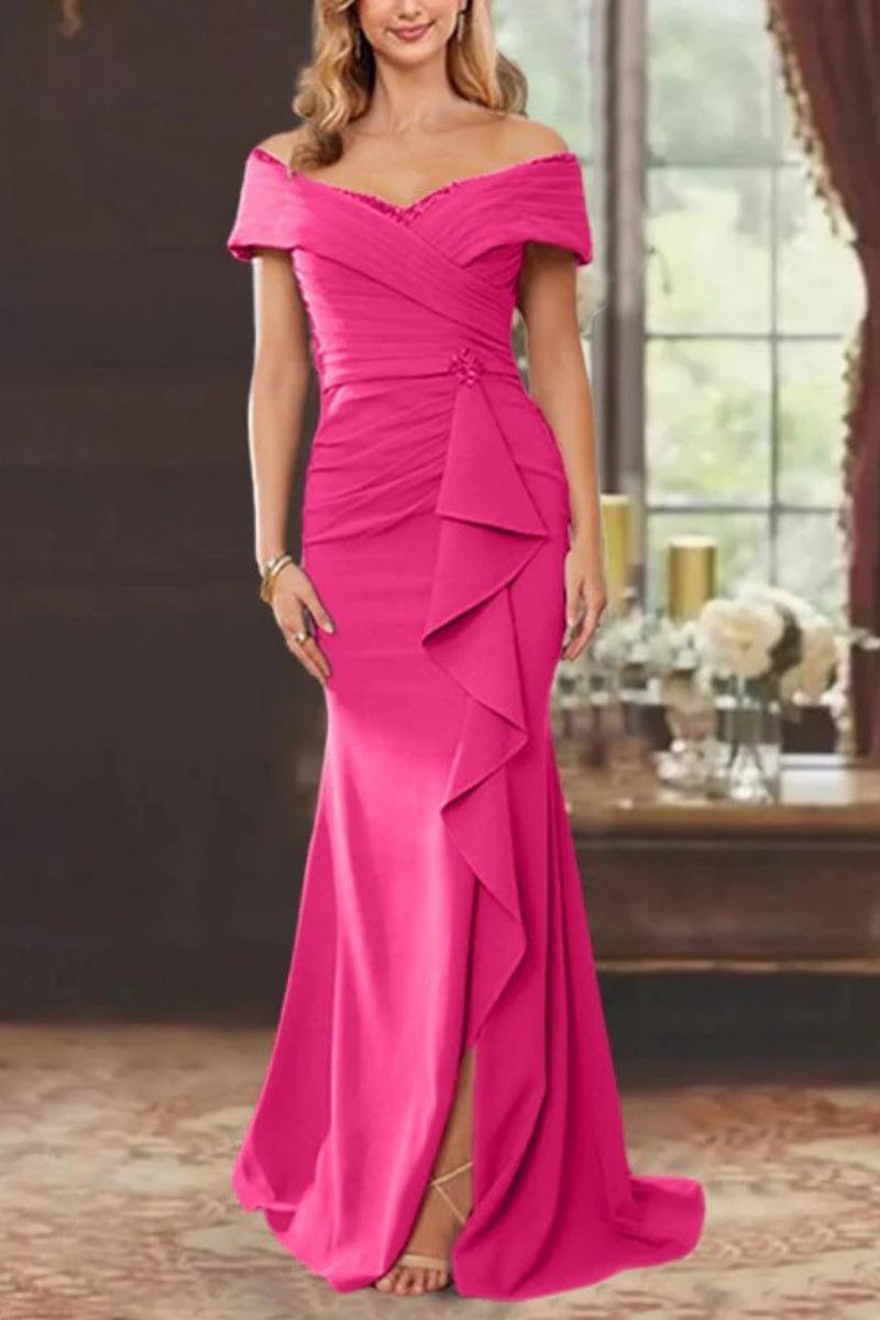 Sheath Off the Shoulder Sleeveless Floor Length Mother Dresses CM0379 - COCOMELODY