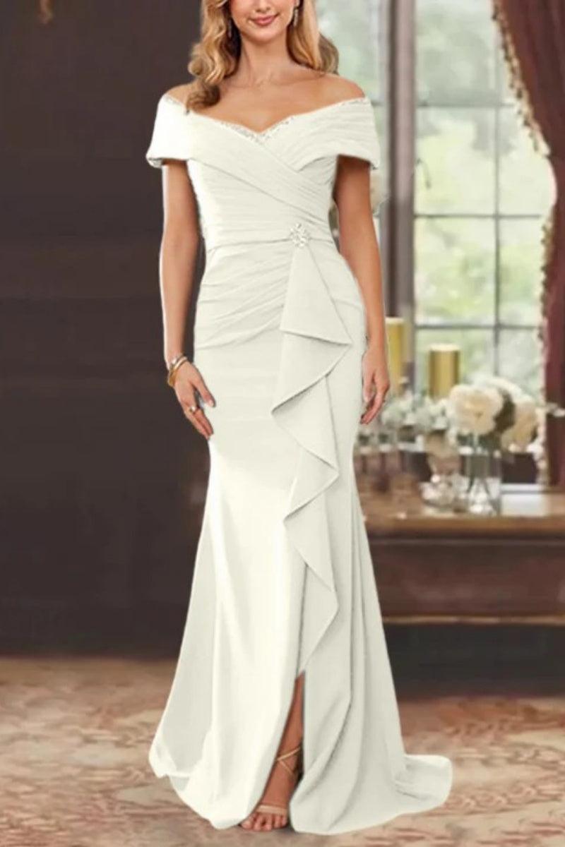 Sheath Off the Shoulder Sleeveless Floor Length Mother Dresses CM0379 - COCOMELODY