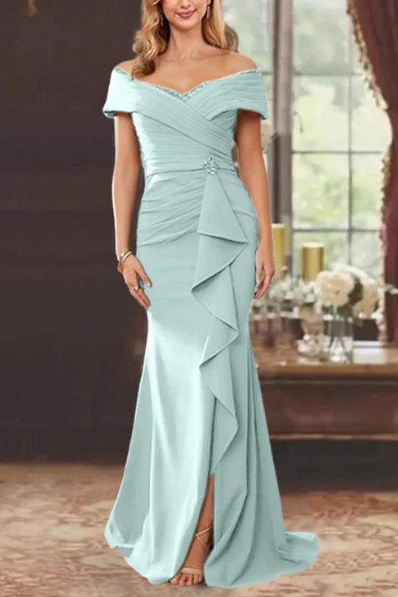 Sheath Off the Shoulder Sleeveless Floor Length Mother Dresses CM0379 - COCOMELODY