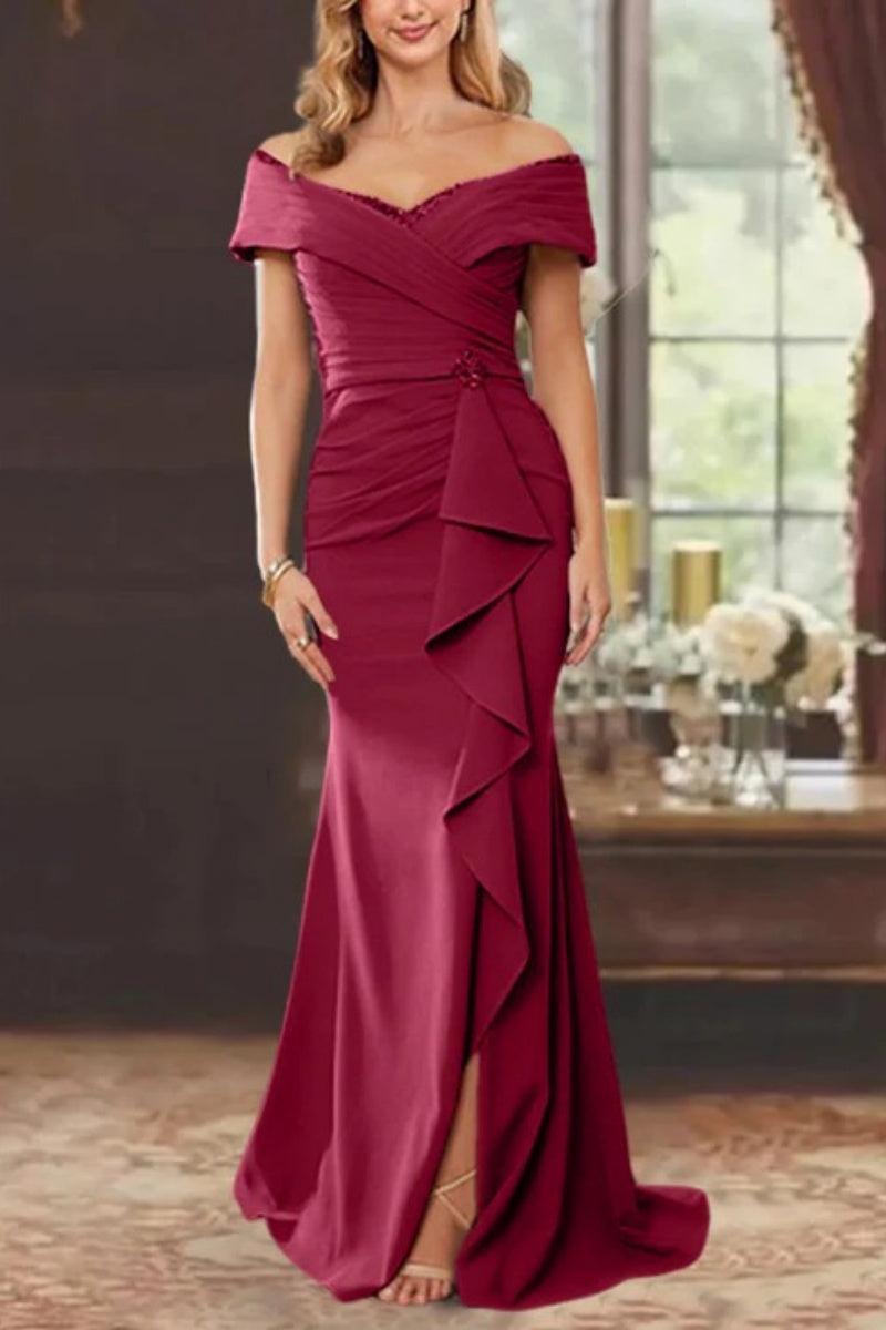 Sheath Off the Shoulder Sleeveless Floor Length Mother Dresses CM0379 - COCOMELODY