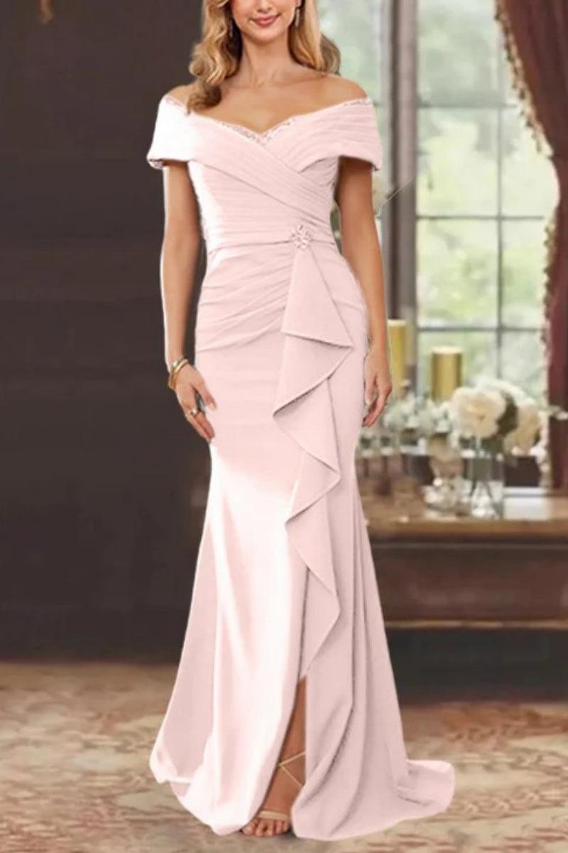 Sheath Off the Shoulder Sleeveless Floor Length Mother Dresses CM0379 - COCOMELODY