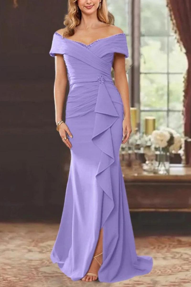 Sheath Off the Shoulder Sleeveless Floor Length Mother Dresses CM0379 - COCOMELODY