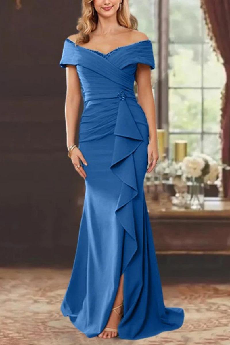 Sheath Off the Shoulder Sleeveless Floor Length Mother Dresses CM0379 - COCOMELODY