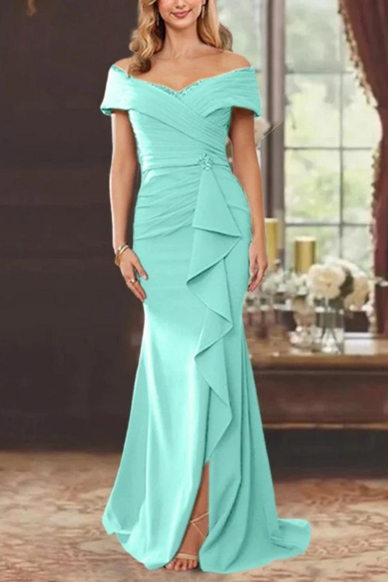 Sheath Off the Shoulder Sleeveless Floor Length Mother Dresses CM0379 - COCOMELODY