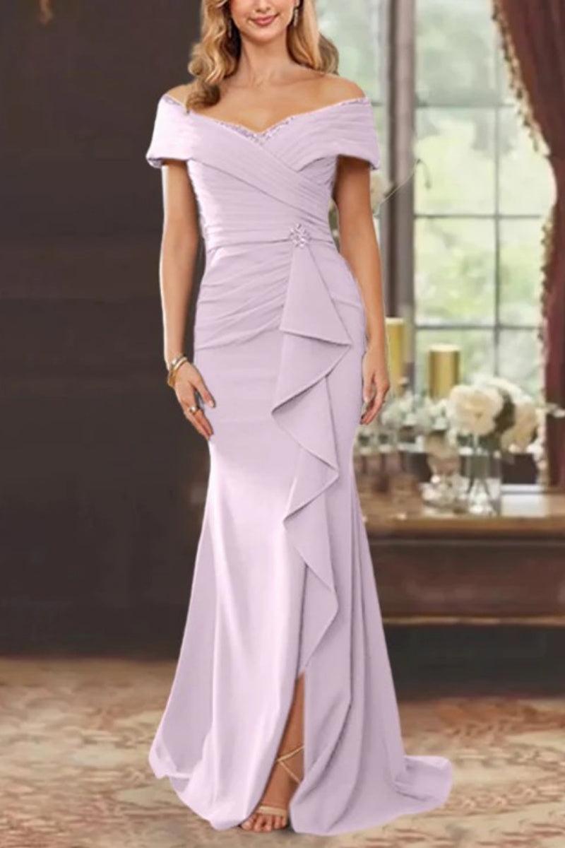 Sheath Off the Shoulder Sleeveless Floor Length Mother Dresses CM0379 - COCOMELODY
