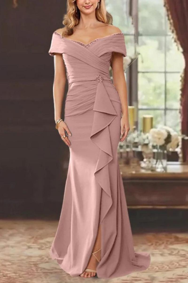 Sheath Off the Shoulder Sleeveless Floor Length Mother Dresses CM0379 - COCOMELODY