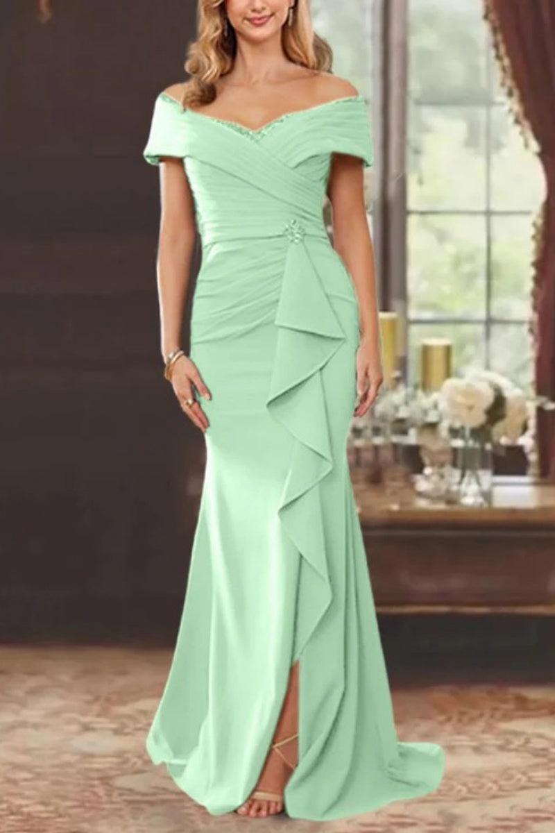 Sheath Off the Shoulder Sleeveless Floor Length Mother Dresses CM0379 - COCOMELODY