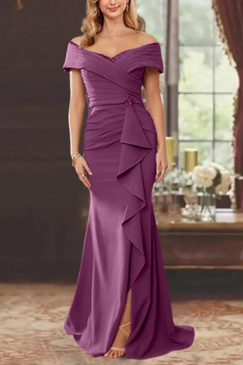 Sheath Off the Shoulder Sleeveless Floor Length Mother Dresses CM0379 - COCOMELODY