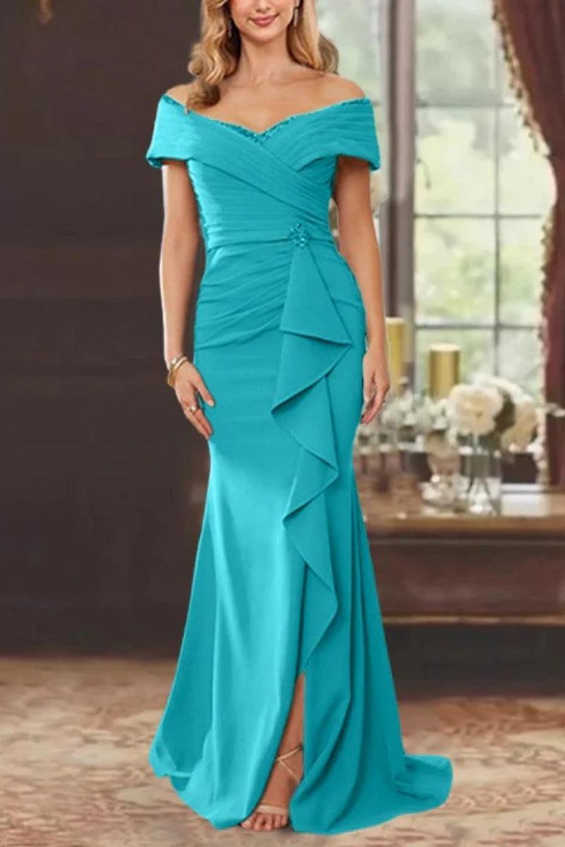 Sheath Off the Shoulder Sleeveless Floor Length Mother Dresses CM0379 - COCOMELODY