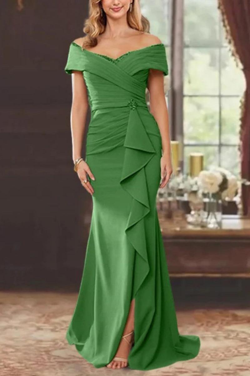 Sheath Off the Shoulder Sleeveless Floor Length Mother Dresses CM0379 - COCOMELODY