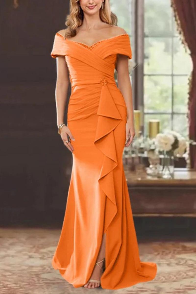 Sheath Off the Shoulder Sleeveless Floor Length Mother Dresses CM0379 - COCOMELODY