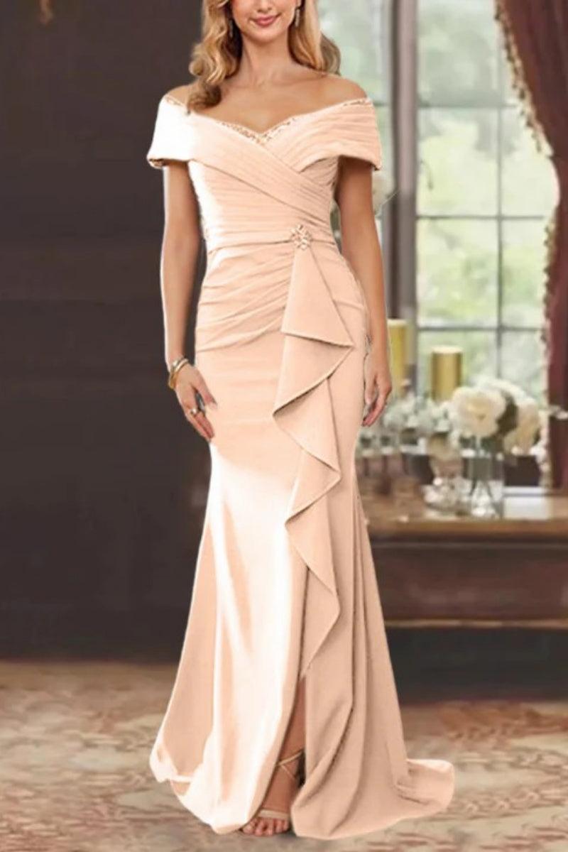 Sheath Off the Shoulder Sleeveless Floor Length Mother Dresses CM0379 - COCOMELODY
