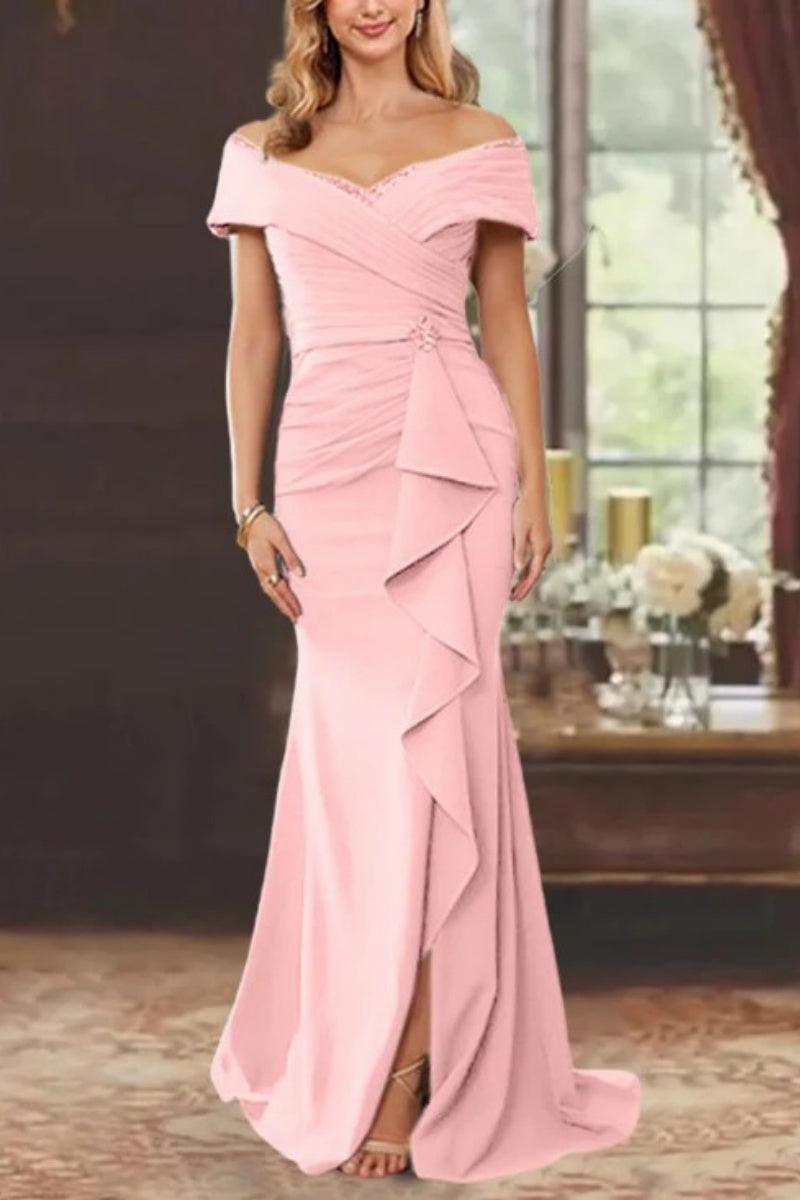 Sheath Off the Shoulder Sleeveless Floor Length Mother Dresses CM0379 - COCOMELODY